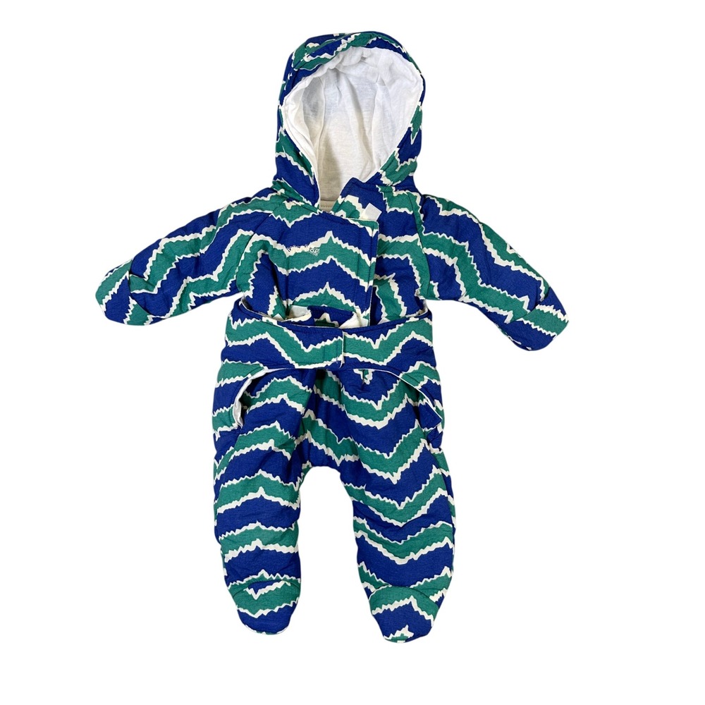 Vintage Weebok Reebok Baby Pram Bunting Suit Blue Green Chevron Small 5-11 lbs